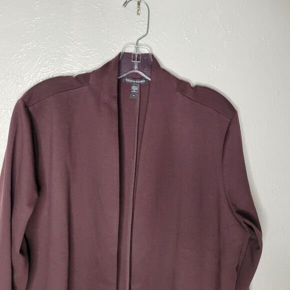 Eileen Fisher Womens 1X Sweater Cardigan Stretch Open Front Long Sleeve purple - Picture 3 of 7